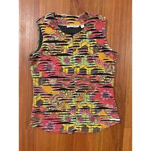 Vintage SnoSkins Womens‎ M Distressed Mesh Floral Sleeveless Top Made USA 90s